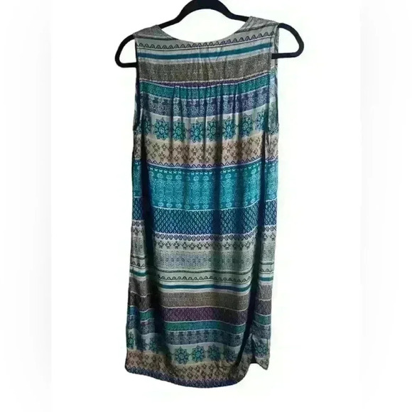 Beach Lunch Lounge Size Small Tank Dress Rayon Bohemian Morrocan Costal Blue - Picture 4 of 6